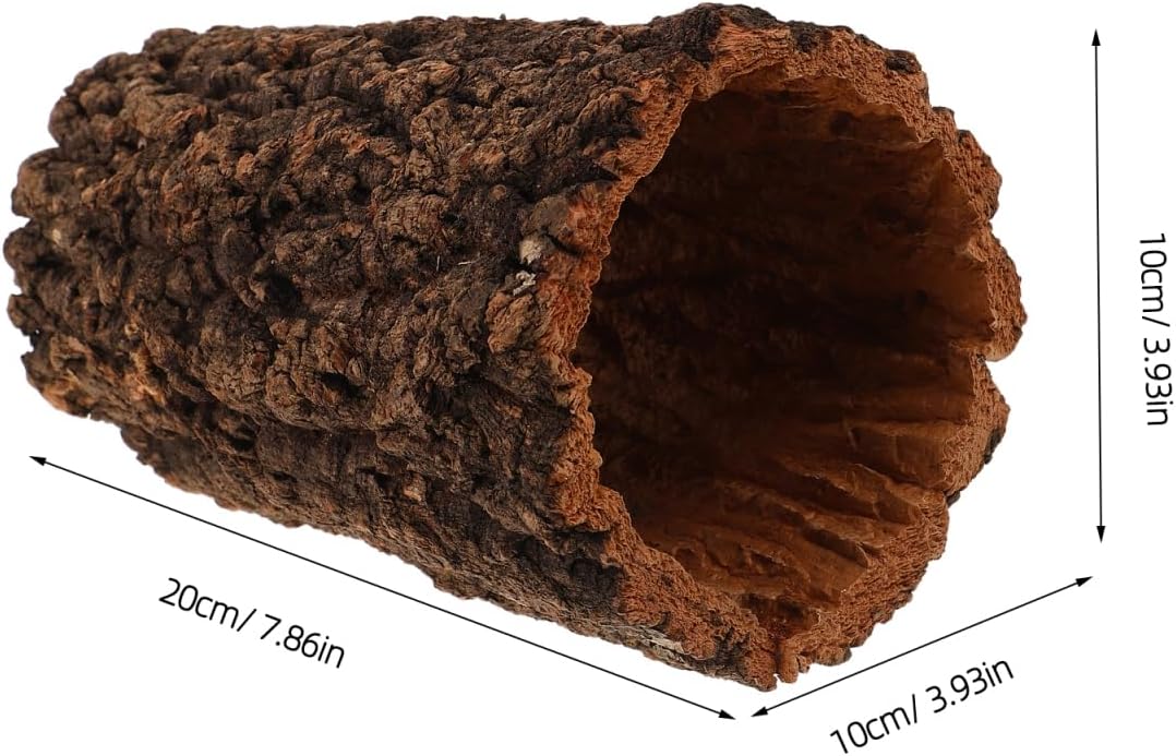 DECHOUS Natural Cork Bark Reptile Hide, 7.9 Inch Hollow Log Cave
