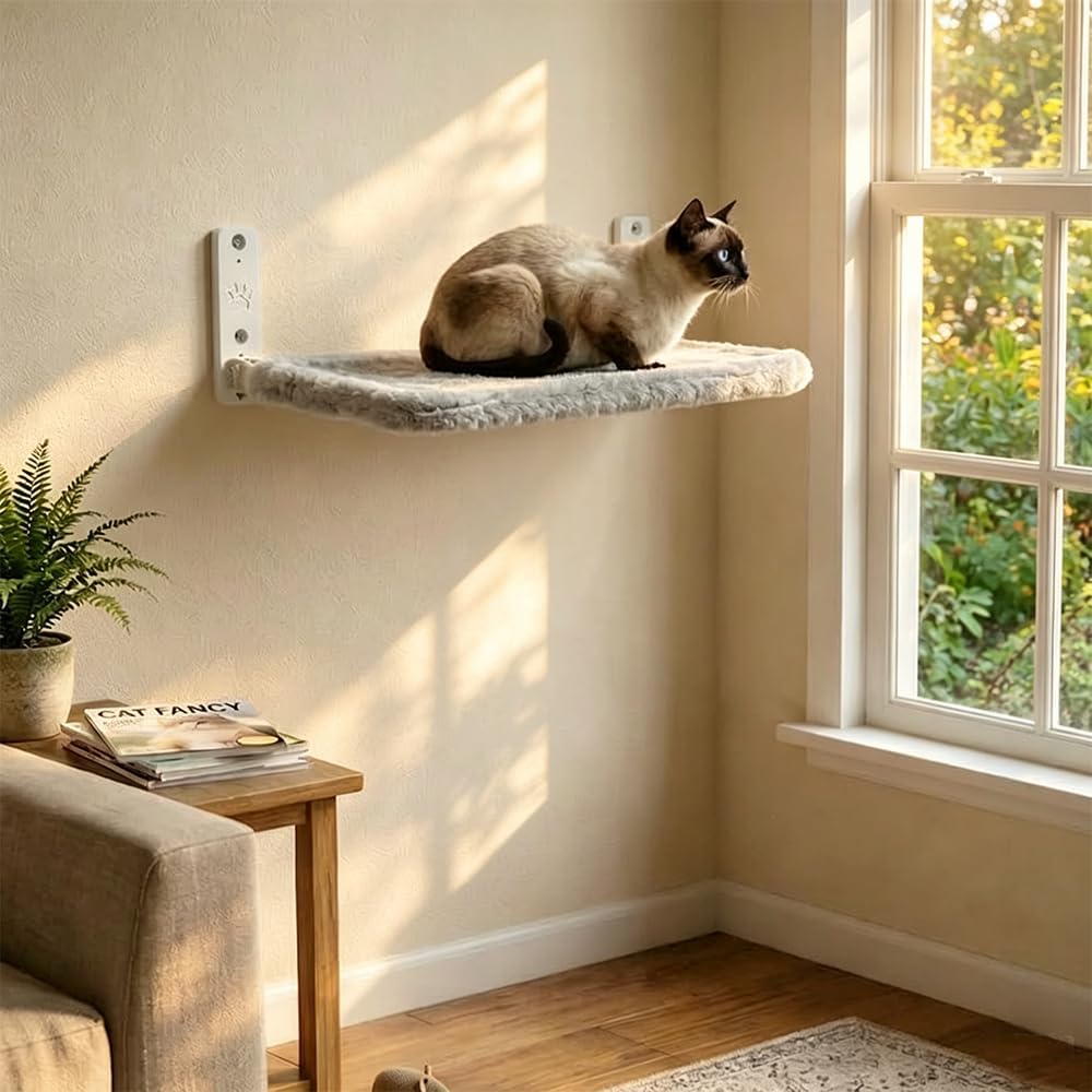 2-in-1 Cat Wall Bed & Window Bed,Cat Wall Hammock with Plush Washable Cover