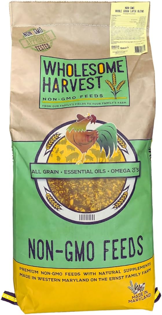 Non-GMO Scratch Grain for Chickens & Livestock – 40 lb Bag of Barley, Corn & Wheat | Wholesome Chicken Feed Supplement & Foraging Treat | Soy-Free, Family Farm Grown