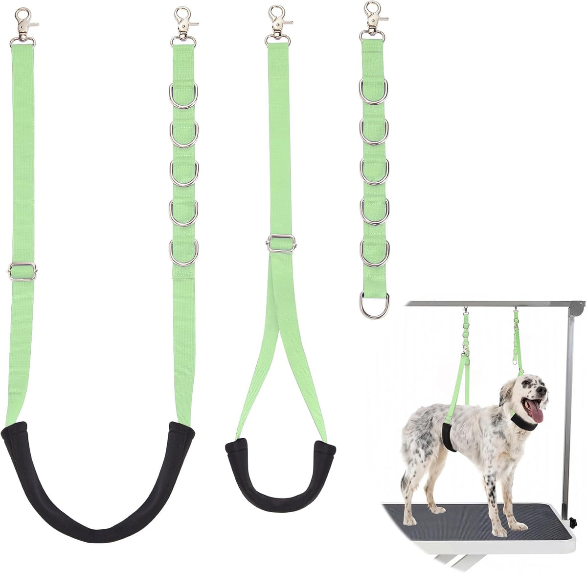 Dog Grooming Belly Strap - 3PCS Grooming Restraint Set Adjustable Belly Band Loops Strap with Padded Support & Loop Extension Straps Pet Grooming Harness Kit for Dogs (Voilet)