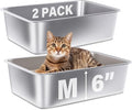 Stainless Steel Litter Box 2 Pack, Medium Metal Litter Box by Futam