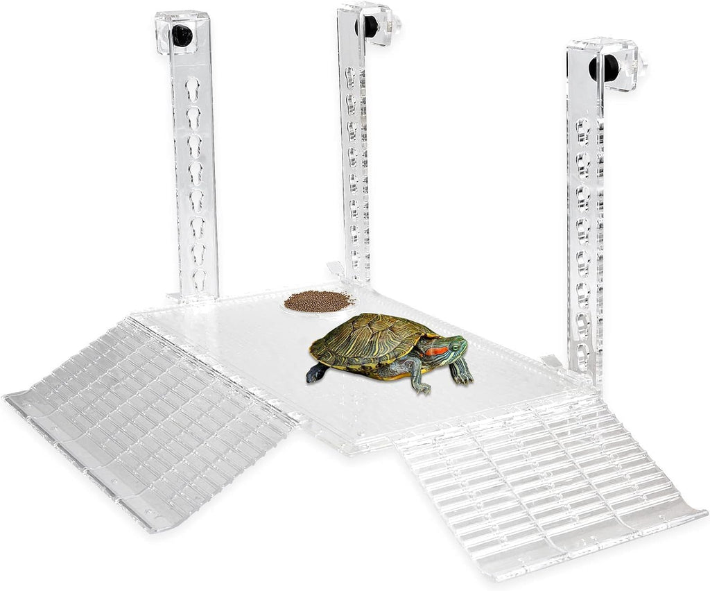 RUIAN Transparent Turtle Basking Platform Hanging Turtle Ramp, Resting Terrace for Turtles Tank Aquarium (30 * 18cm)
