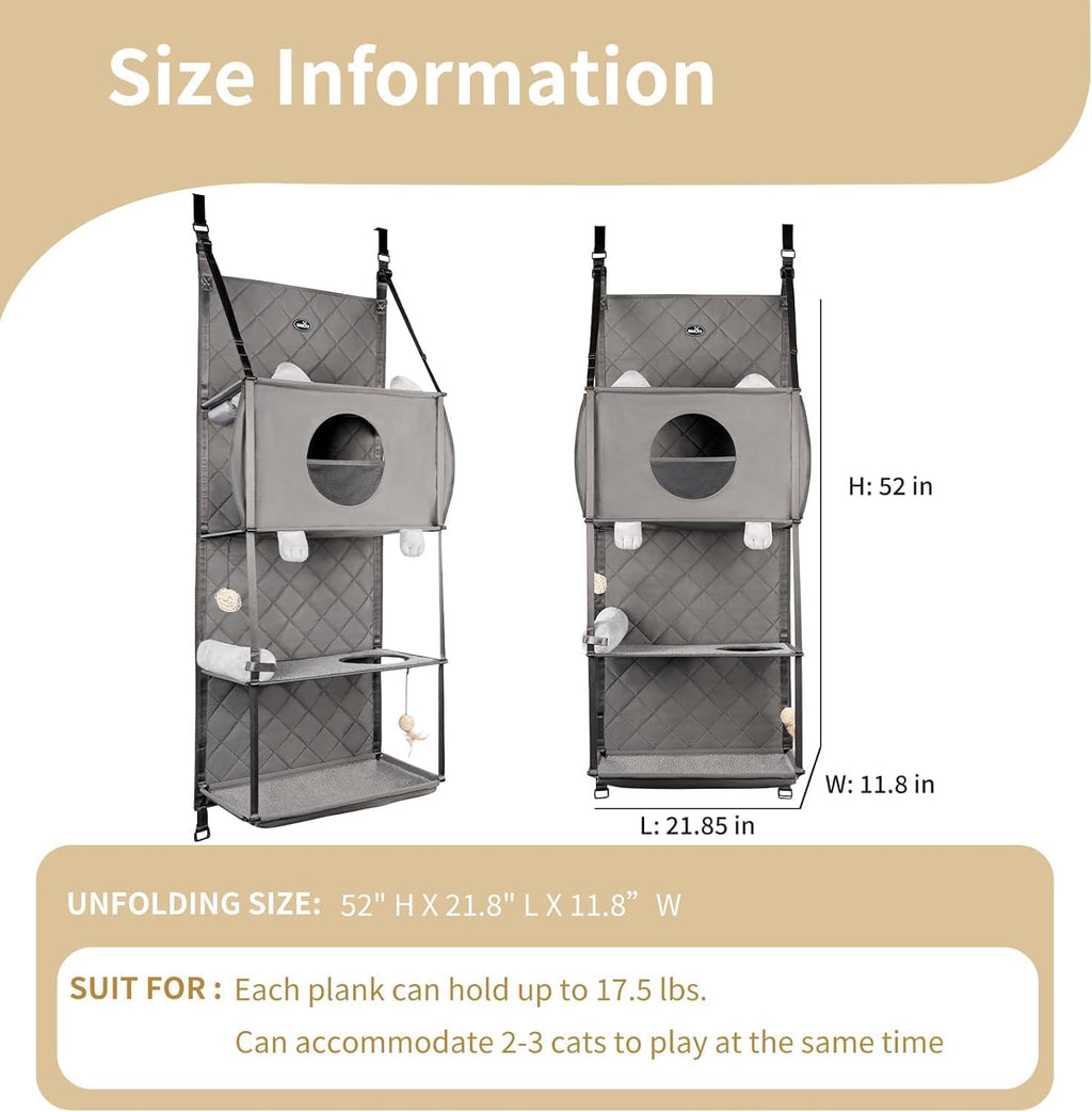 Hanging Cat Tree,Door Mounted Climber Cat Hammock for Indoor,4 Story