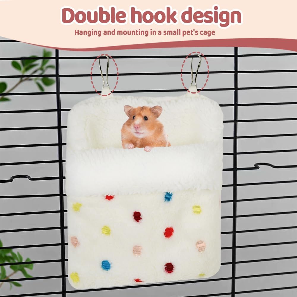 MiOYOOW Sugar Glider Sleeping Pouch, Winter Warm Plush Hamster Bed Hanging Small Animals Nest for Guinea Pig Squirrel Ferrets