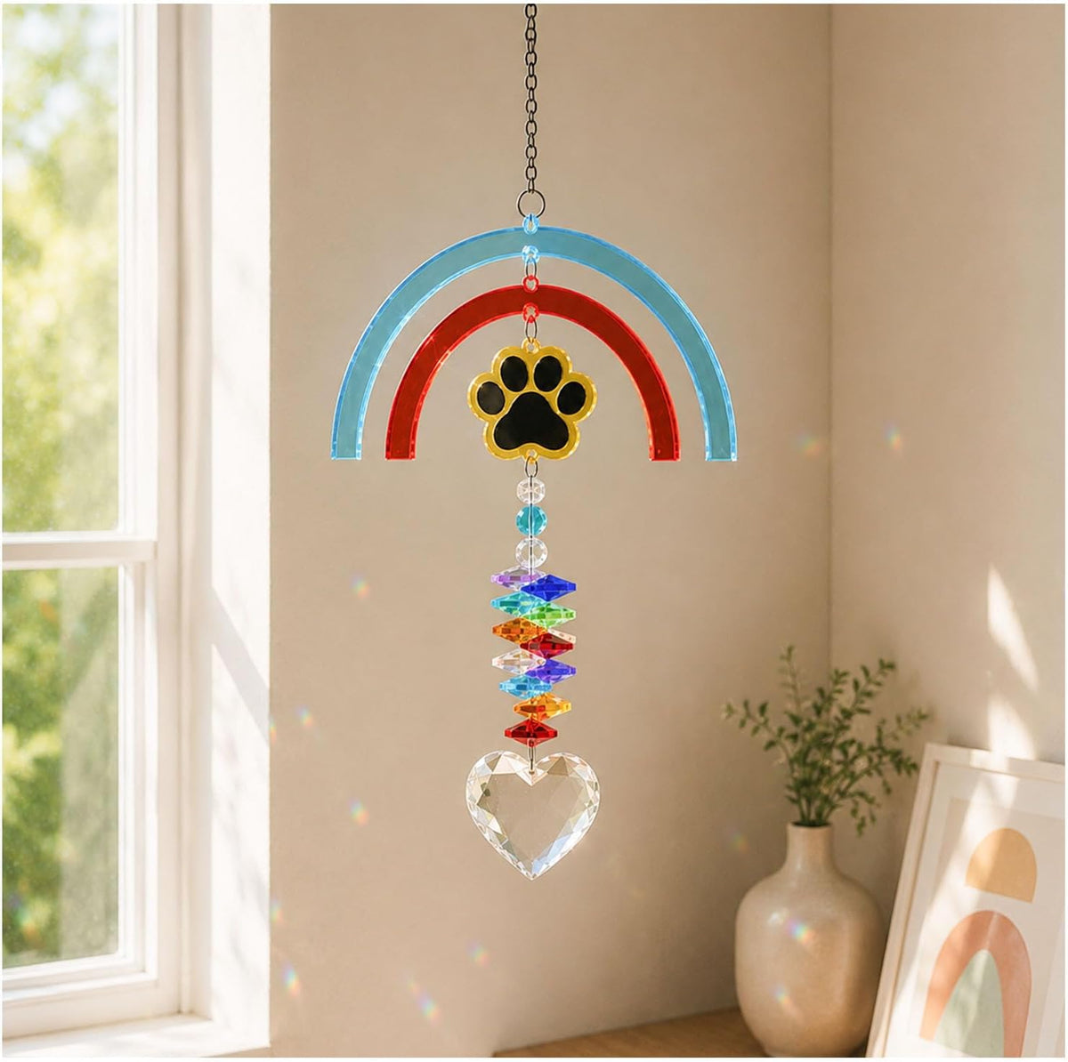 Pet Memorial Gift, Rainbow Bridge Suncatcher for Loss of Dog or Cat