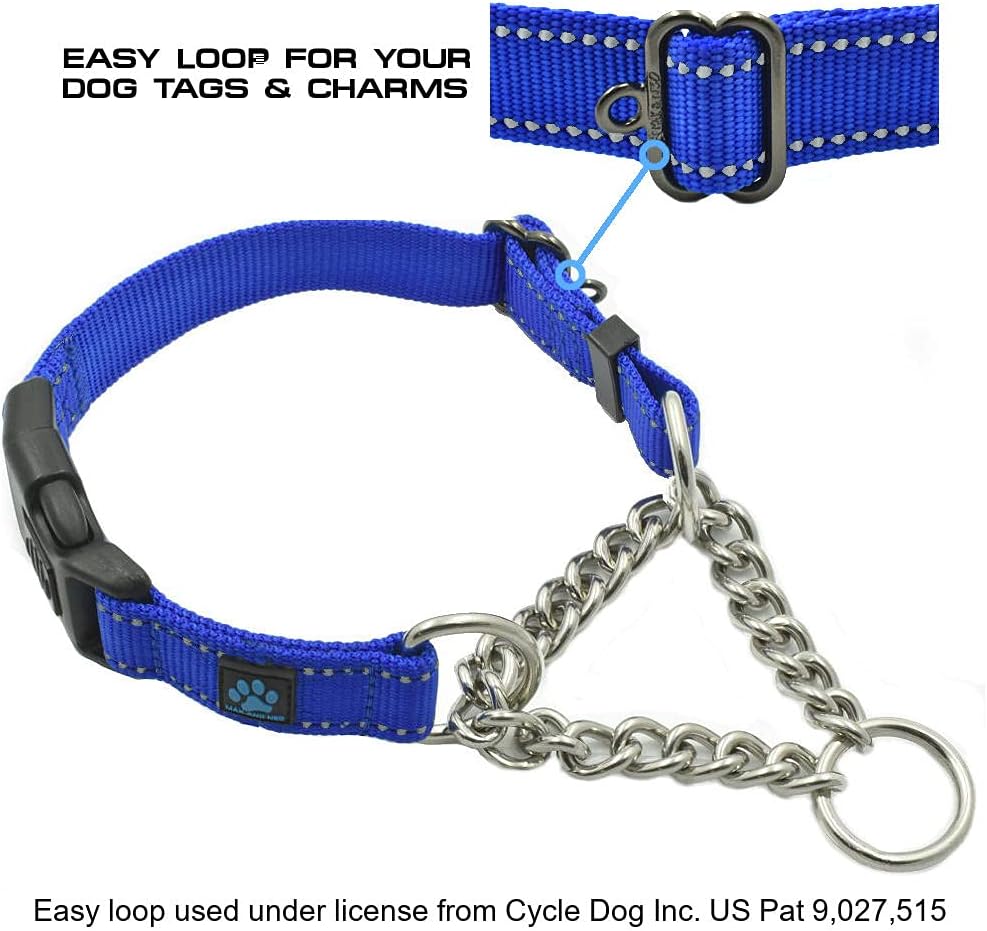 Max and Neo Stainless Steel Chain Martingale Collar - We Donate to a Dog Rescue for Every Collar Sold (Medium, Orange)