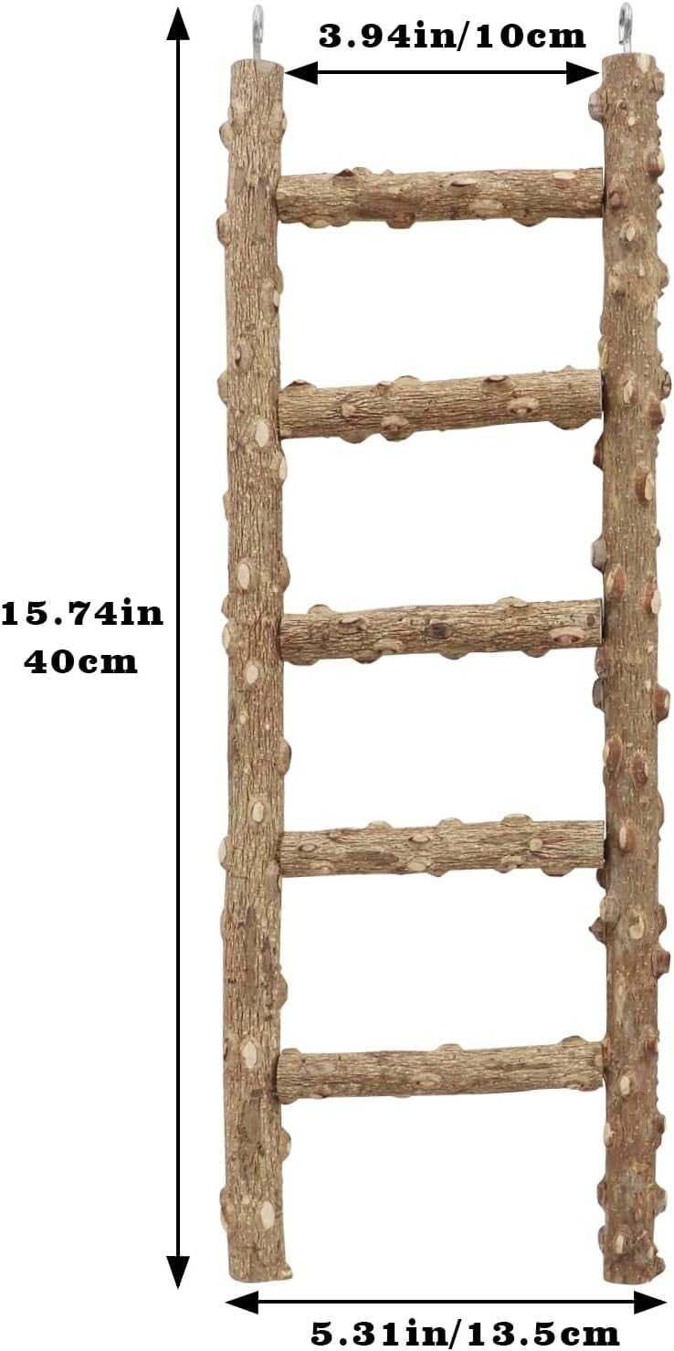Natural Pepper Wood Parrot Ladder - Bird Climbing & Chewing Toy, Cage Accessory for Parrots, Parakeets, Cockatiels