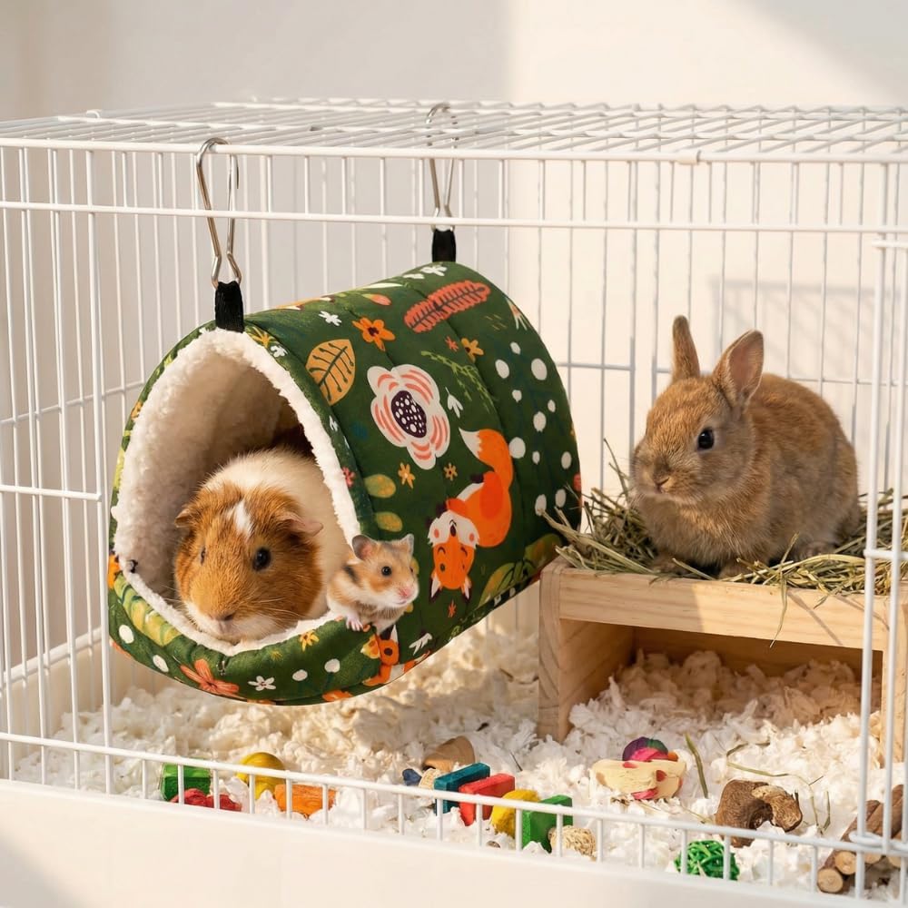 Guinea Pig Hideout 4 Pack Cozy Cave Small Animal Bed 9.8 Inch