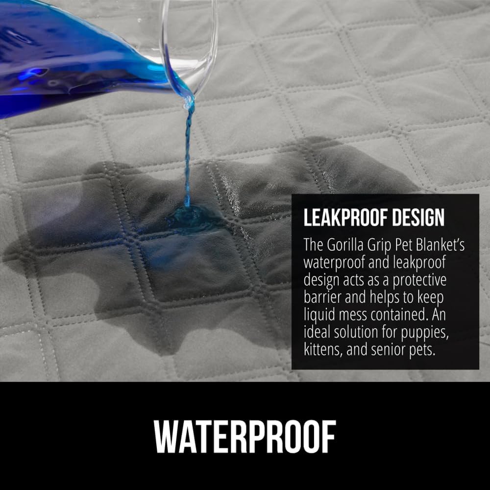 GORILLA GRIP® Waterproof Dog Blanket, Couch Cover for Dogs, 30x70 Gray