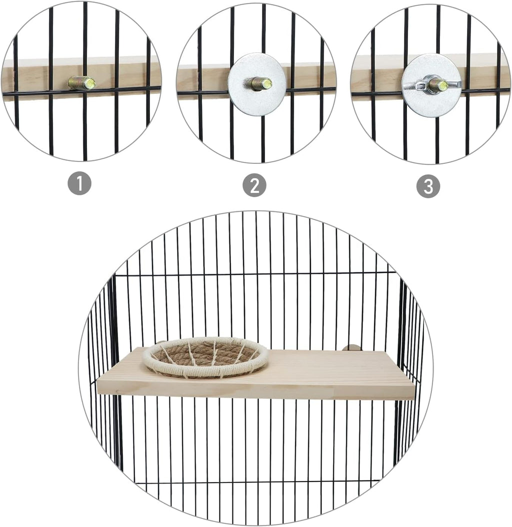 Wontee Bird Perch Stand with Nest Bird Breeding Nest Bed Wooden Platform for Budgies Parakeets Cockatiels Conures (M)