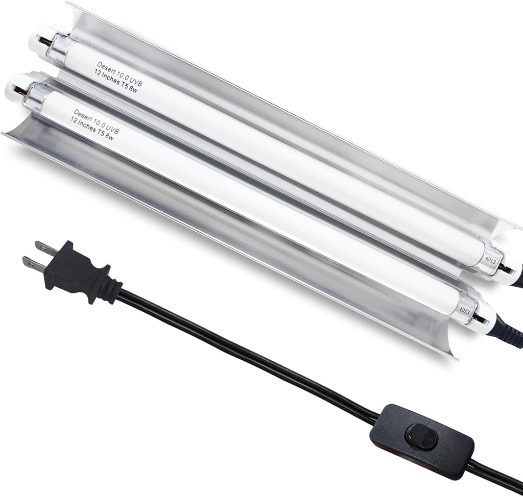 Celiwace T5 Reptile Light Fixture Combo Kit 16 Watts, 12 Inches UVB Light 2x8 Watt, T5 10.0 UVB Reptile Light Fixture, Desert Reptile Light for Lizard, Bearded Dragon, Tortoise