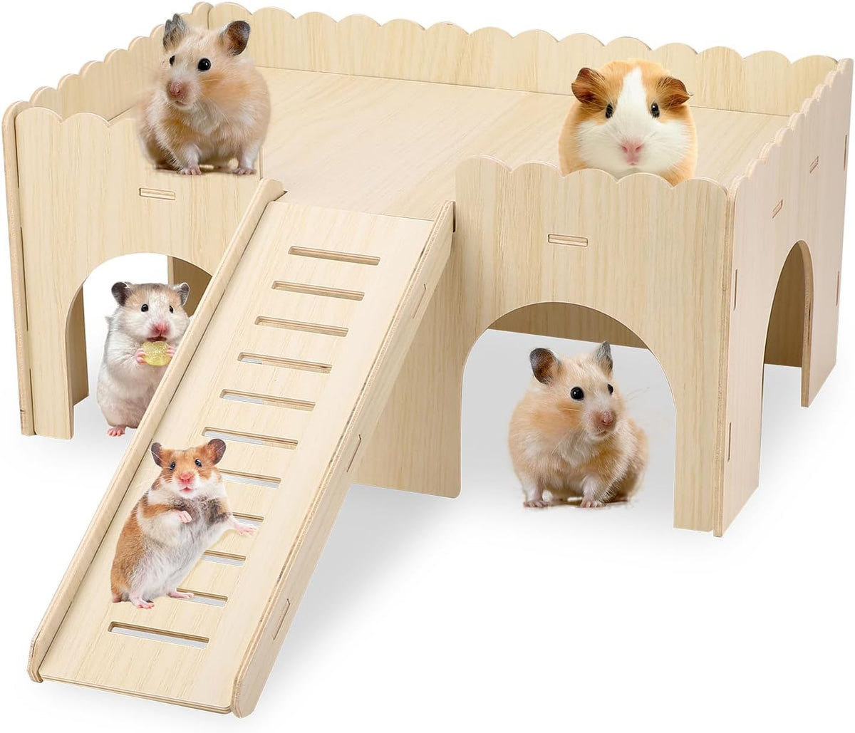 Large Guinea Pig Hideout, 14.96 X 9.45 X 7.09in Wooden Guinea Pig House