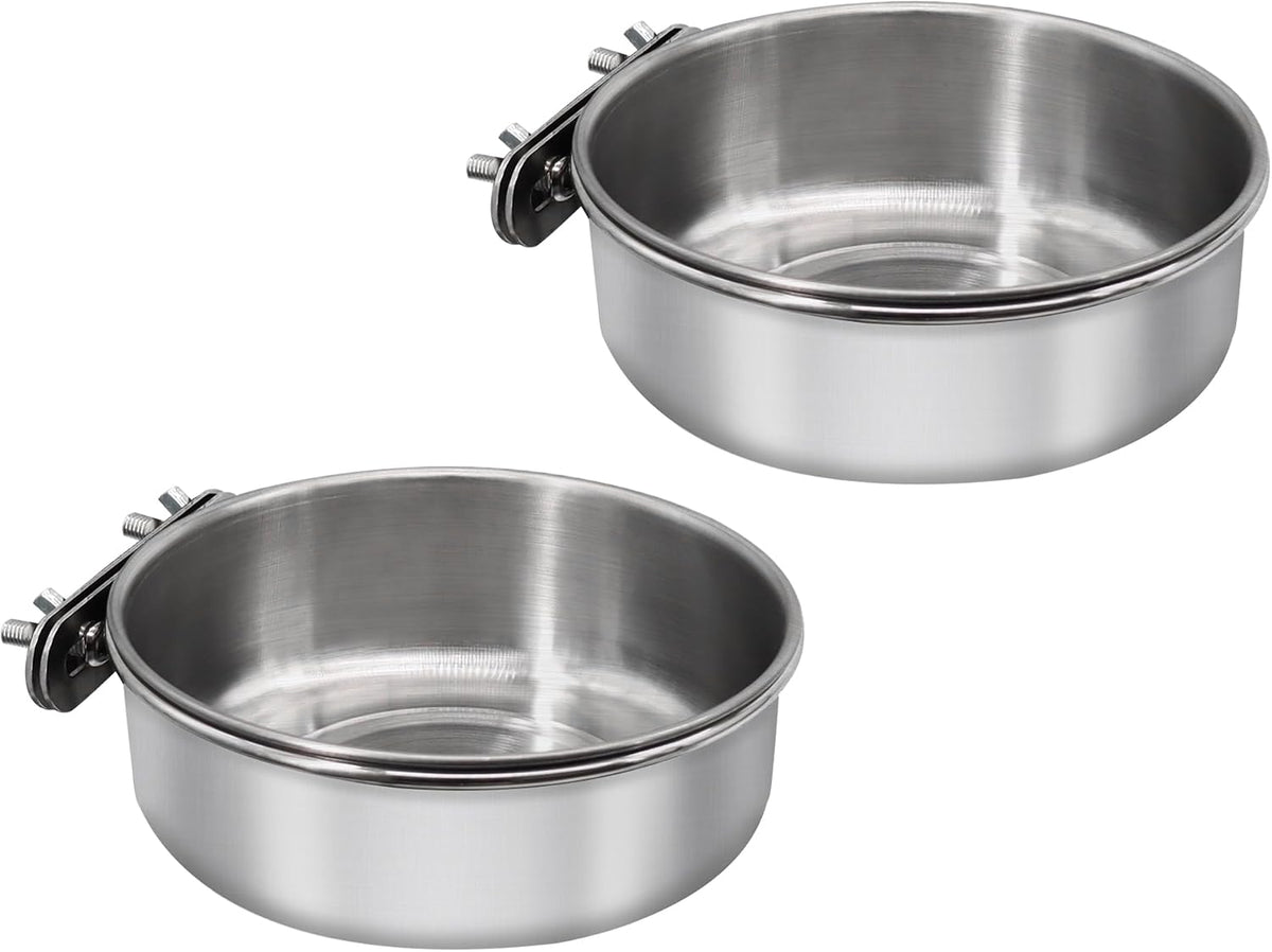 Bird Feeding Dish Cups, Stainless Steel, 2 Pack, Medium