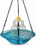 Solar Powered Hanging Bird Bath, Fountain Solar Powered Outdoor Bird Bath for Garden Patio Yard (Blue)