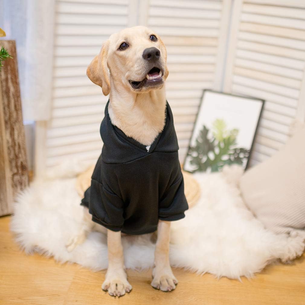 KOOLTAIL Dog Hoodie for Large Medium Small Dogs, Soft and Warm Pet Sweater with Leash Hole and Pocket Boy Girl, Puppy Fall Winter Jacket Clothes, French Pitbull Cold Weather Coat Sweatshirt, Black XL