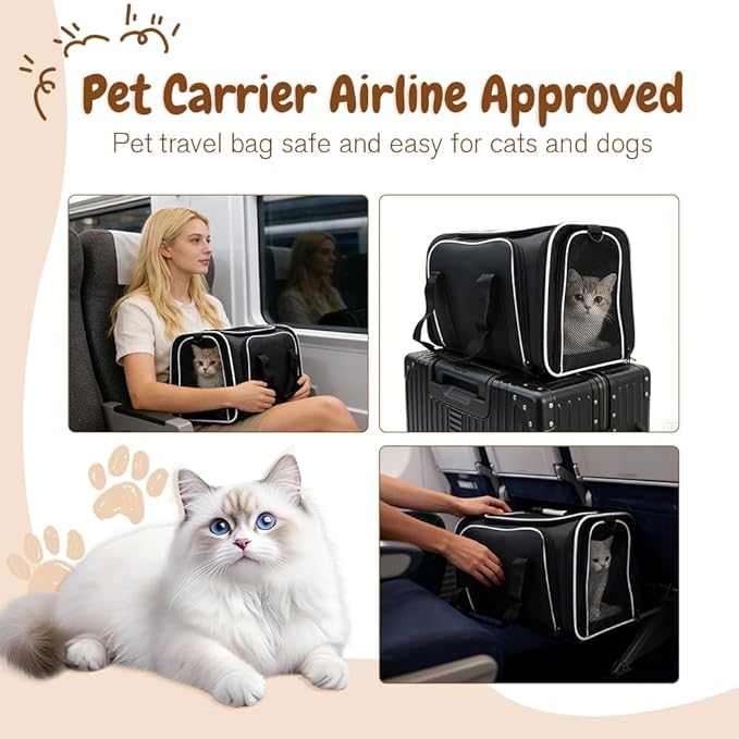 Double Expandable Cat Carrier, Airline Approved Soft-Sided Pet Travel Carrier - Image 5