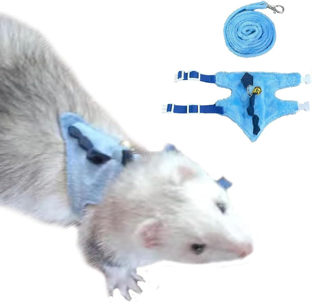 Adjustable Dinosaur Plush Harness & Leash Set, Soft No?Restriction Vest with Safety Bell, Escape?Proof Walking Leash for Ferret, Guinea Pig, Rabbit, Kitten, Puppy (Dinosaur-Green)