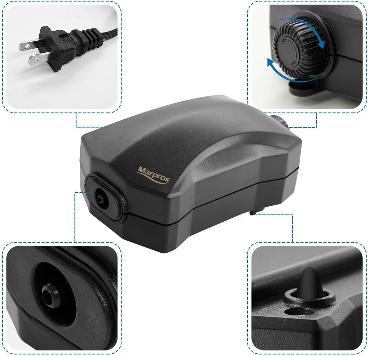 Aquarium Air Pump Single Outlet/Dual Outlet Adjustable Aerator with Accessories for 10-100 Gallon Fish Tank