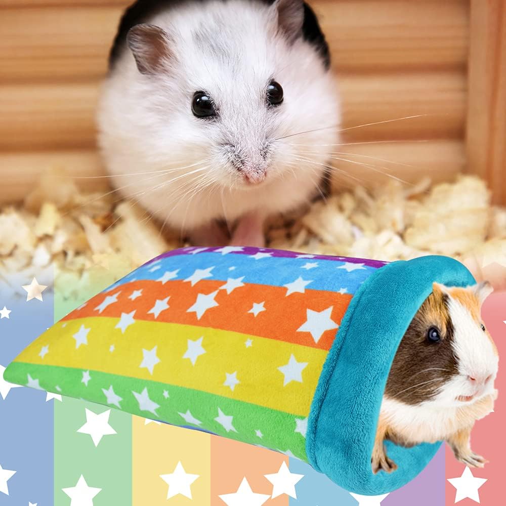 HOMEYA Hamster Sleeping Bag, Small Pet Animals Soft Flannel House Bed Nest Hideout Pouch Sack Sleeping Bed for Hedgehog Squirrel Bunny Guinea Pig Rat Warm Cage Decor Accessory (14 * 11 inch)