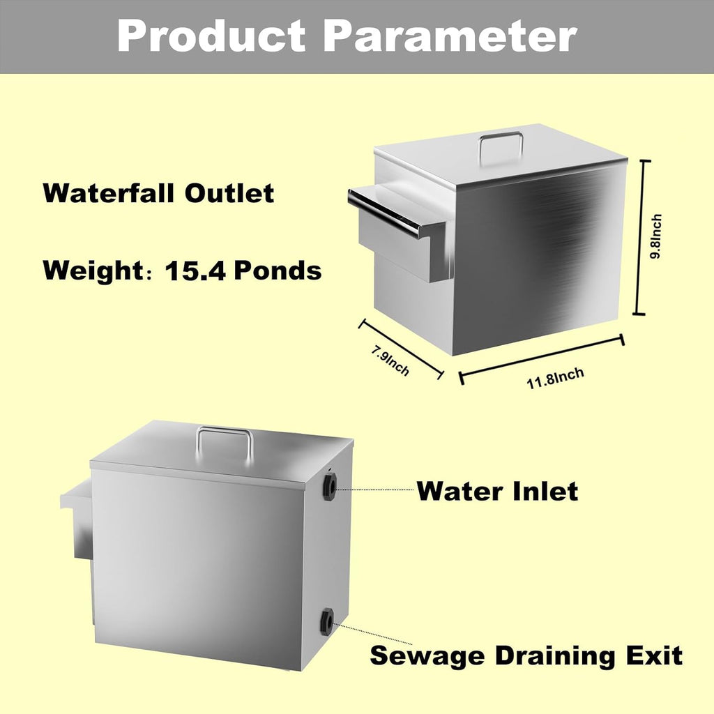 Carefree Fish Koi Pond Multi-Layer Filter Box 304 Food-Safe Stainless Steel Construction Garden Water Waterfall Filtration with Submersible Pump(Patent No.:US D1067273S)