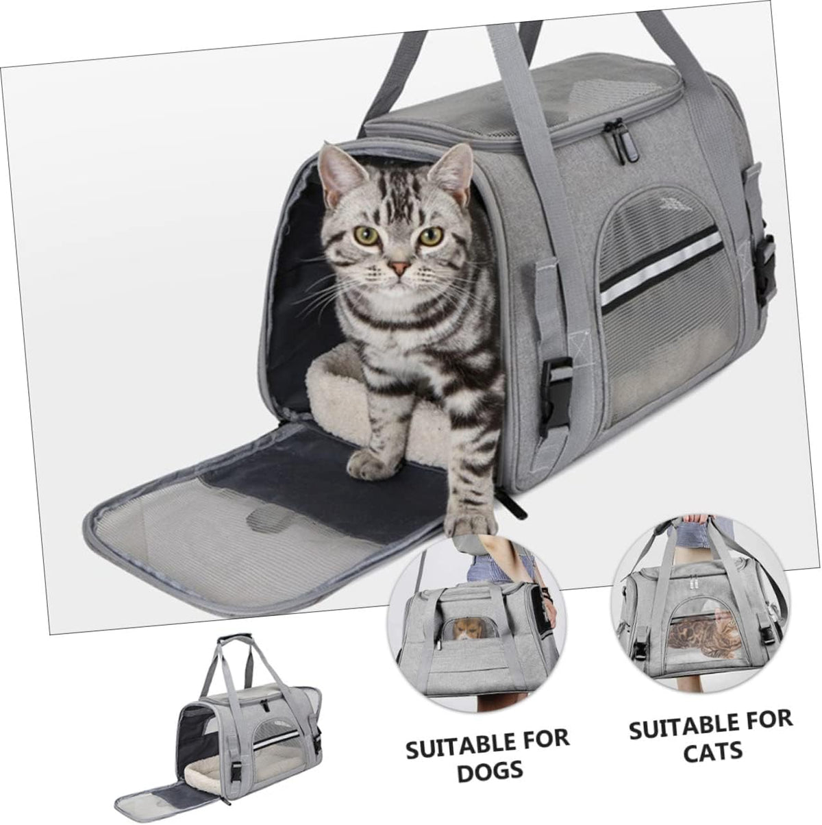 Milisten Breathable Pet Carrier Bag Collapsible Dog Cat Backpack for Travel Camping Sightseeing with Mesh Ventilation Comfortable Spacious Design Gray
