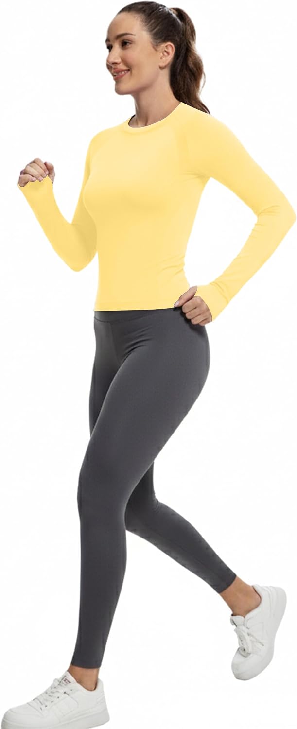 MathCat Seamless Long Sleeve Workout Tops with Thumb Holes