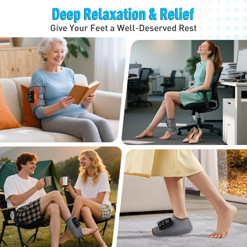 Foot Advanced Renew Triple Method Massager for Neuropathy and Plantar Fasciitis Pain Relief,Portable Cordless Ankle Massager with 5 Vibration Modes and Heat for Heel,Arch&Ankle Relief-1 PC