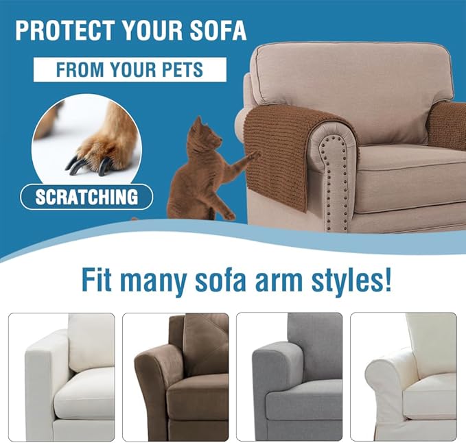 H.VERSAILTEX Plush Chenille Couch Armrest Cover 2 Packs Thick and Soft Sofa - Image 6