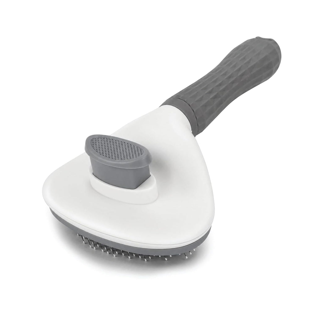 Self Cleaning Slicker Brush for Dogs & Cats | Skin-Friendly Deshedding Grooming Tool for Dogs & Cats | Pet Grooming & Shedding Brush for Removing Loose Fur, Detangling & Coat Care (Grey)