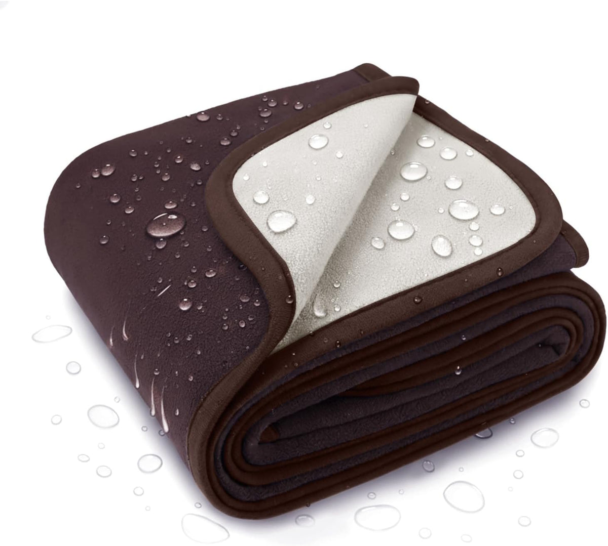 Luciphia 100% Waterproof Blanket for Adults or Medium Large Dogs, Soft Polar Fleece Pet Blankets for Bed Couch Protector Washable, Reversible Leakproof Furniture Protection,Brown Cream,65x57 inch