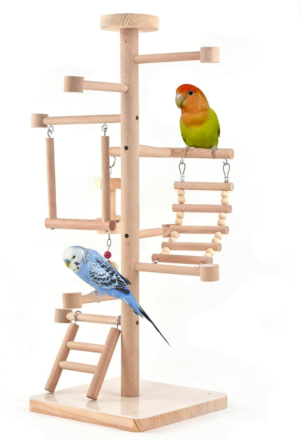 Large Bird Playground Cockatiel Wood Playstand with Perch Swing Ladder Chew