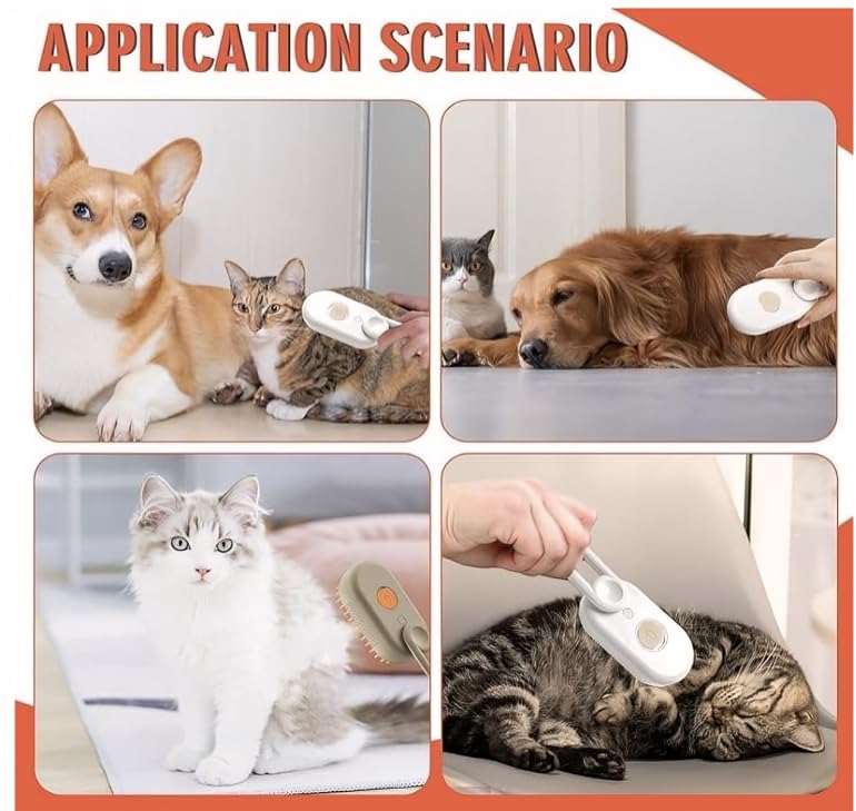 Premium Multi-Functional Cat & Dog Steam Brush – Clinic-Grade 3-in-1 Tool