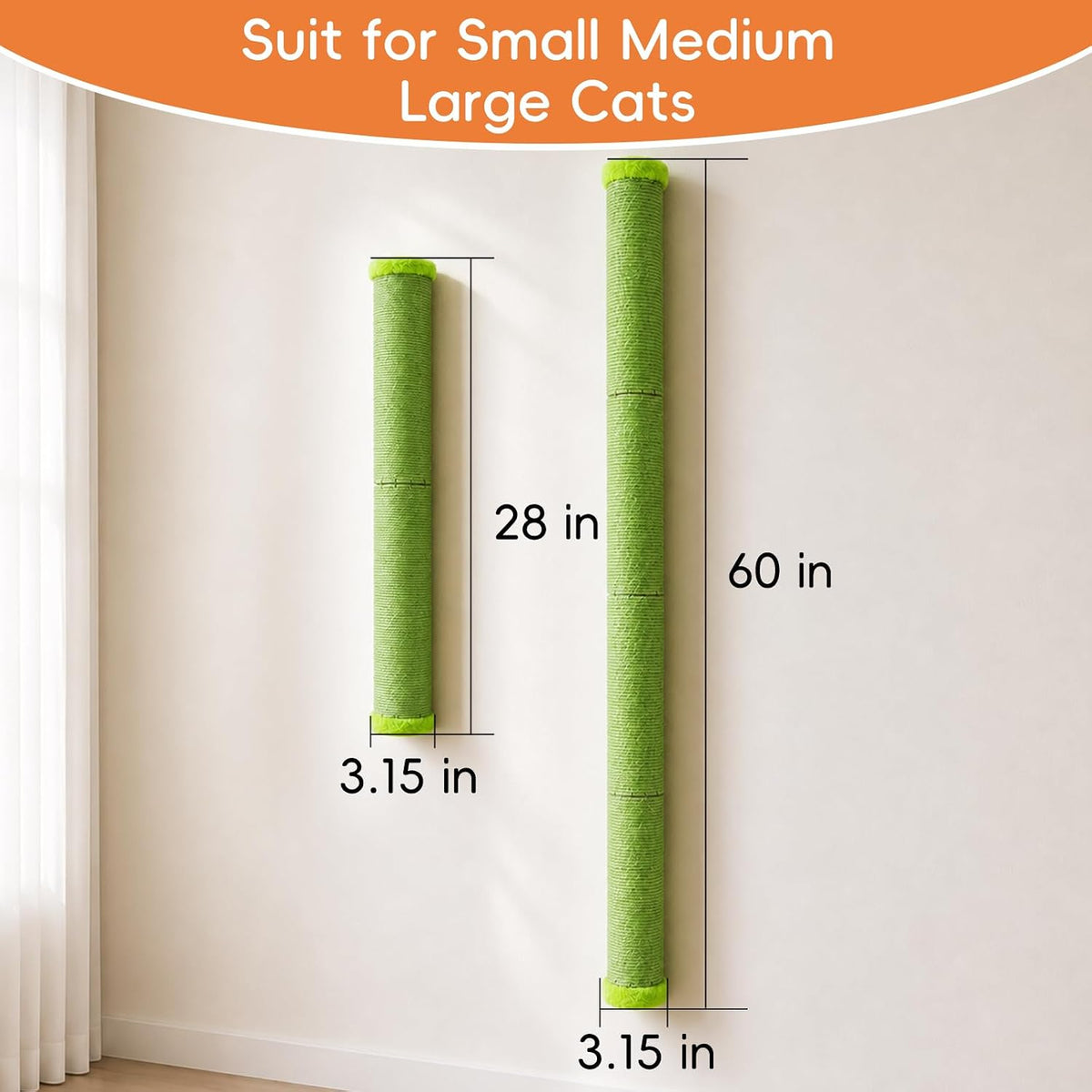 28" Wall Mounted Cat Scratcher for Cats Scratching & Climbing