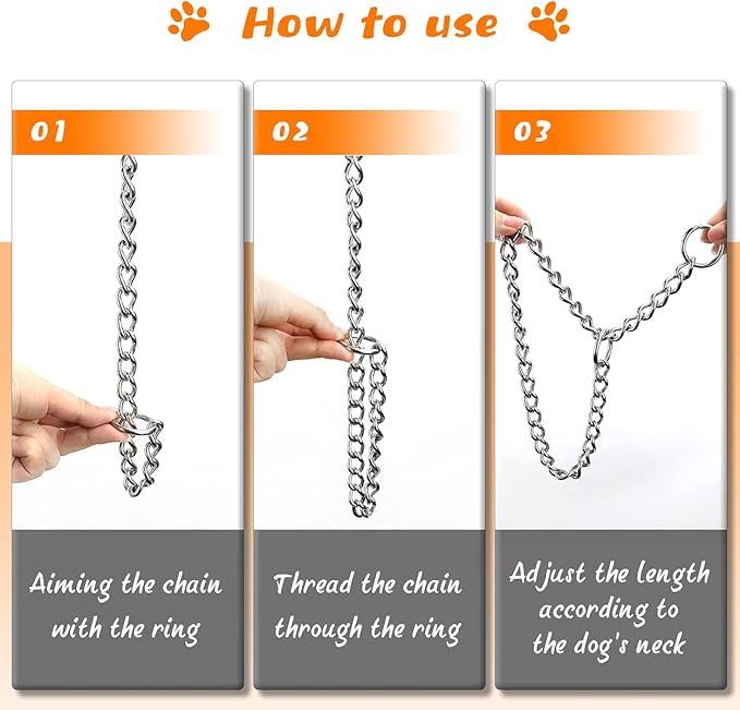 TagME Chain Choke Collar for Dogs, Adjustable Weather Proof Necklace for Medium - Image 5