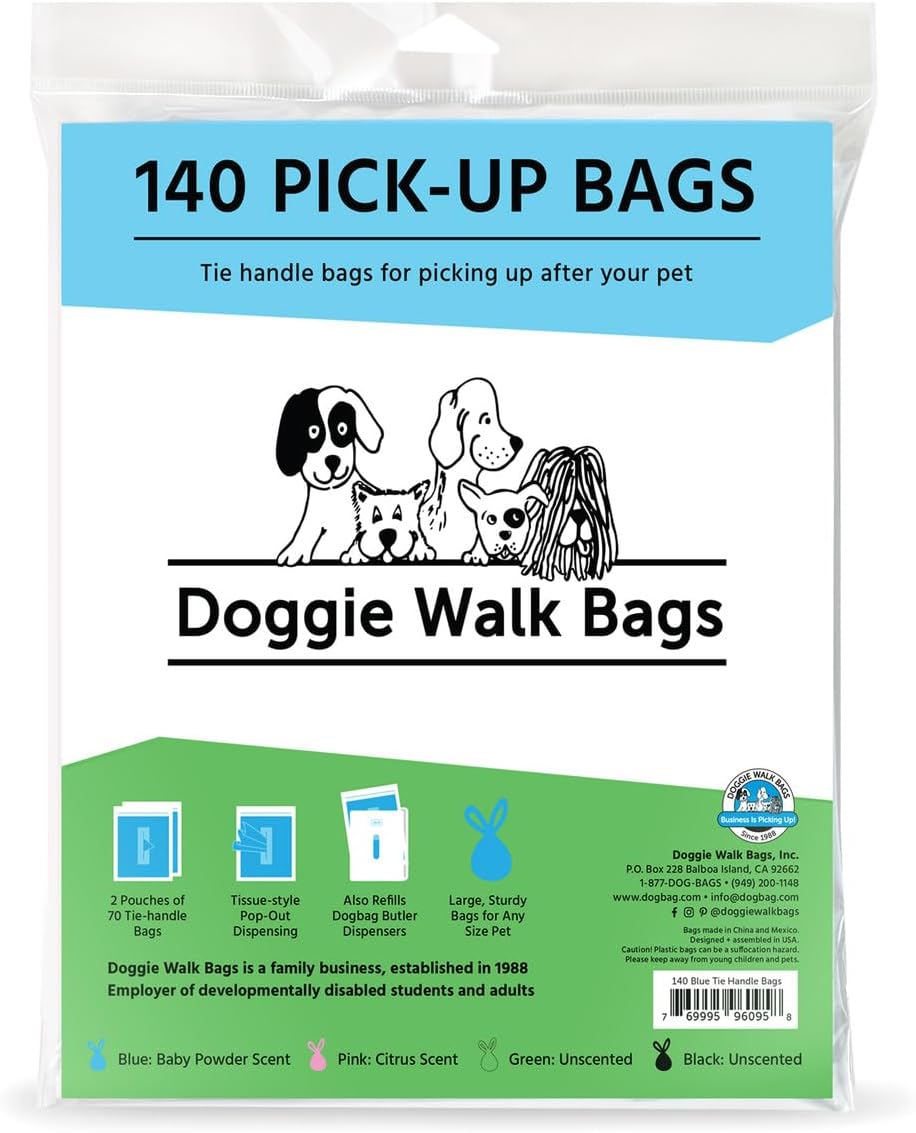 Tie Handle Dog Waste Bags, Black Unscented, 140