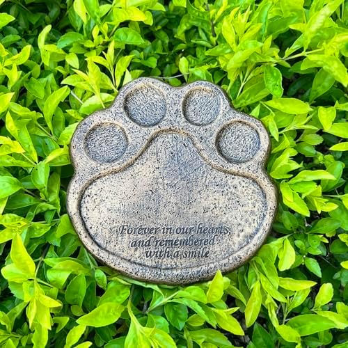 Paw Print Pet Memorial Garden Stone and Sympathy Poem Pet Grave Headstone Tombstone Garden Stepping Stone Loss of Pet Gift