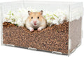 Visible Acrylic Hamster Digging Box, Large Hamster Sand Bath Container for Syrian Hamsters, Dwarf, Gerbils, Hamster Hideout & Enrichment Toy as Cage Accessories
