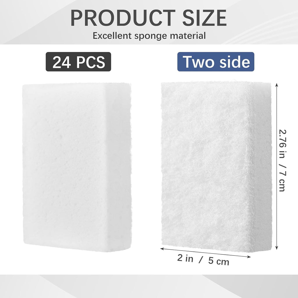 Vesici 24 Pcs Aquarium Cleaning Sponge, Double Side, Non Scratch, White