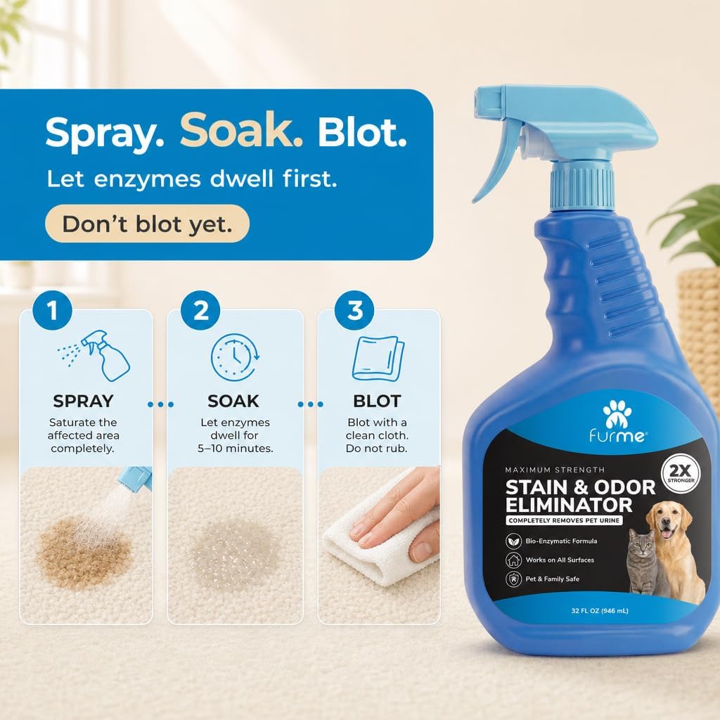 FURME Enzyme Pet Stain & Odor Eliminator Spray, Maximum Strength, 32 oz