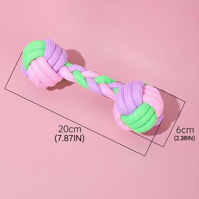 Candy Colored Rope Woven Toy, Durable Dumbbell Design Pet Teeth Grinding Mouth - Image 3