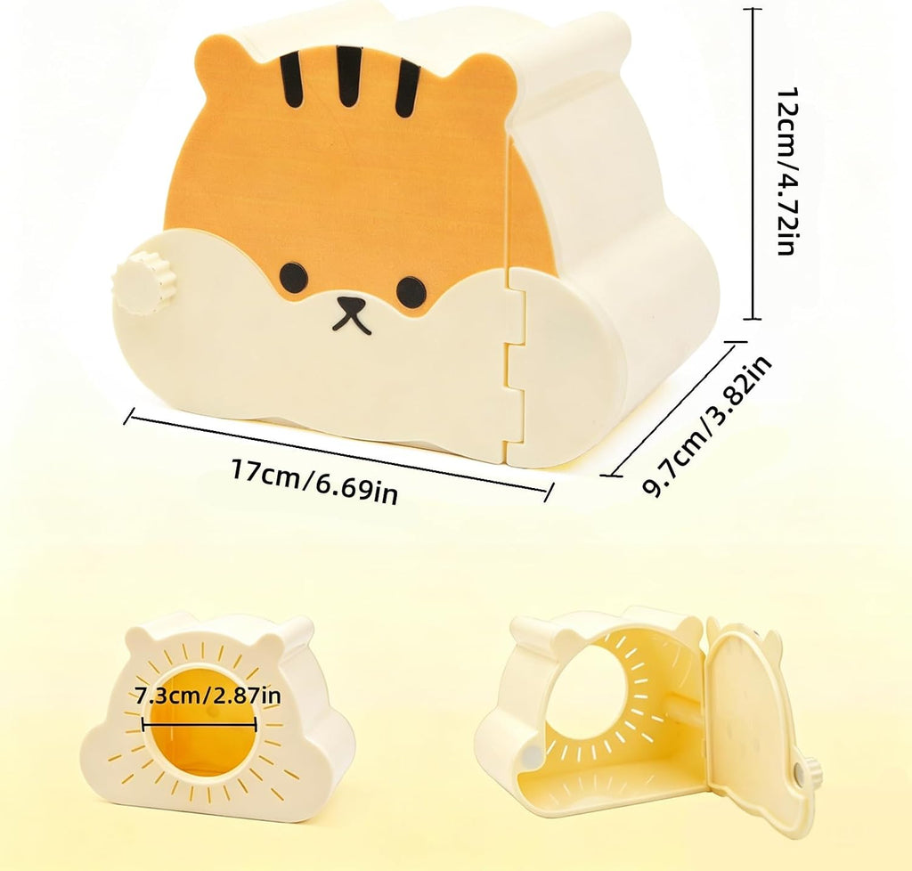 Magnetic Hamster Hideout with Clear Viewing Lid, Mount Hamster House for Syrian Hamsters, Dwarf Hamsters, Gerbils, Mice, Small Animal Hideaway Hut for Acrylic & Wire Cages,Tan Bear4319-1