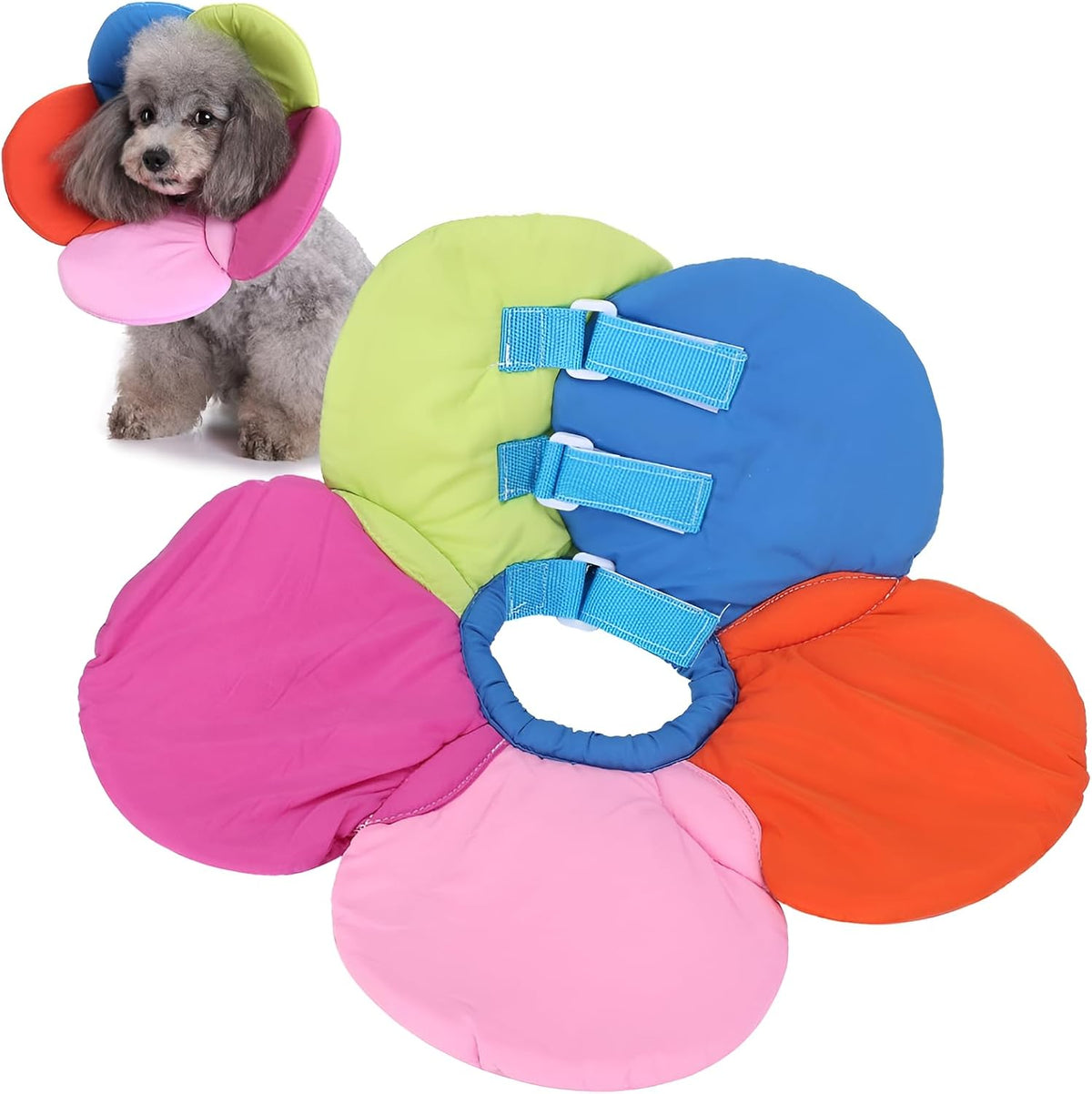 Flower Shaped Pet Recovery Collar Adjustable Soft Fabric Cone for Dogs