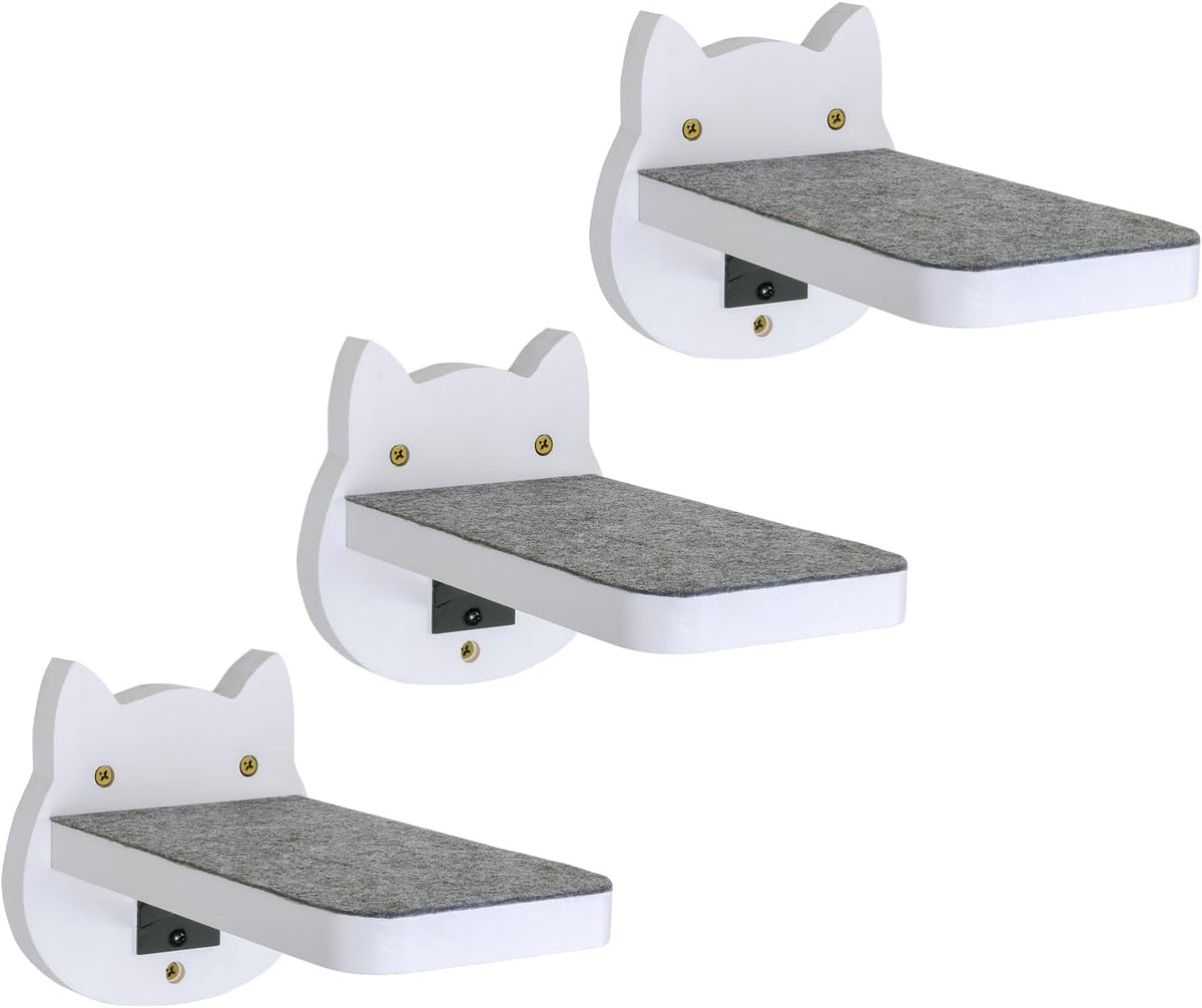 ESPETS Natural Solid Wood Cat Wall Floating Steps, Set of 3