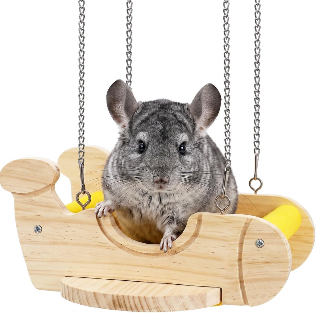 Wood Chinchilla Hammock with Felt Base Absorbs Paw Pressure