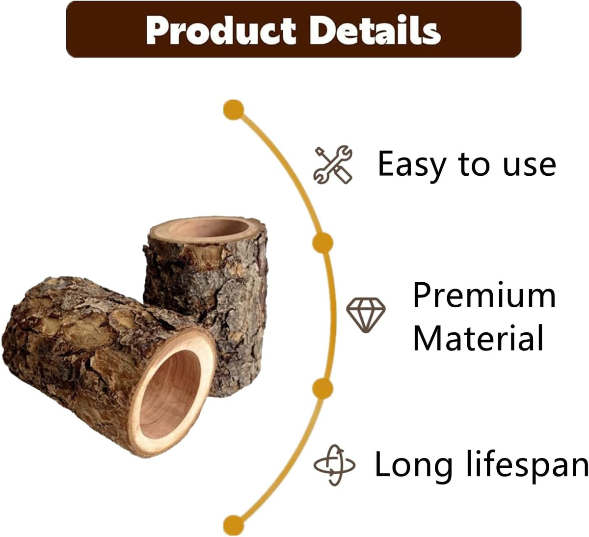 Natural Apple Wood Hamster Tunnel Hideout, 3 Pack Wooden Small Animal Hideaway, Hamster Cage Accessories for Dwarf Hamsters Syrian Hamster Rest Hiding