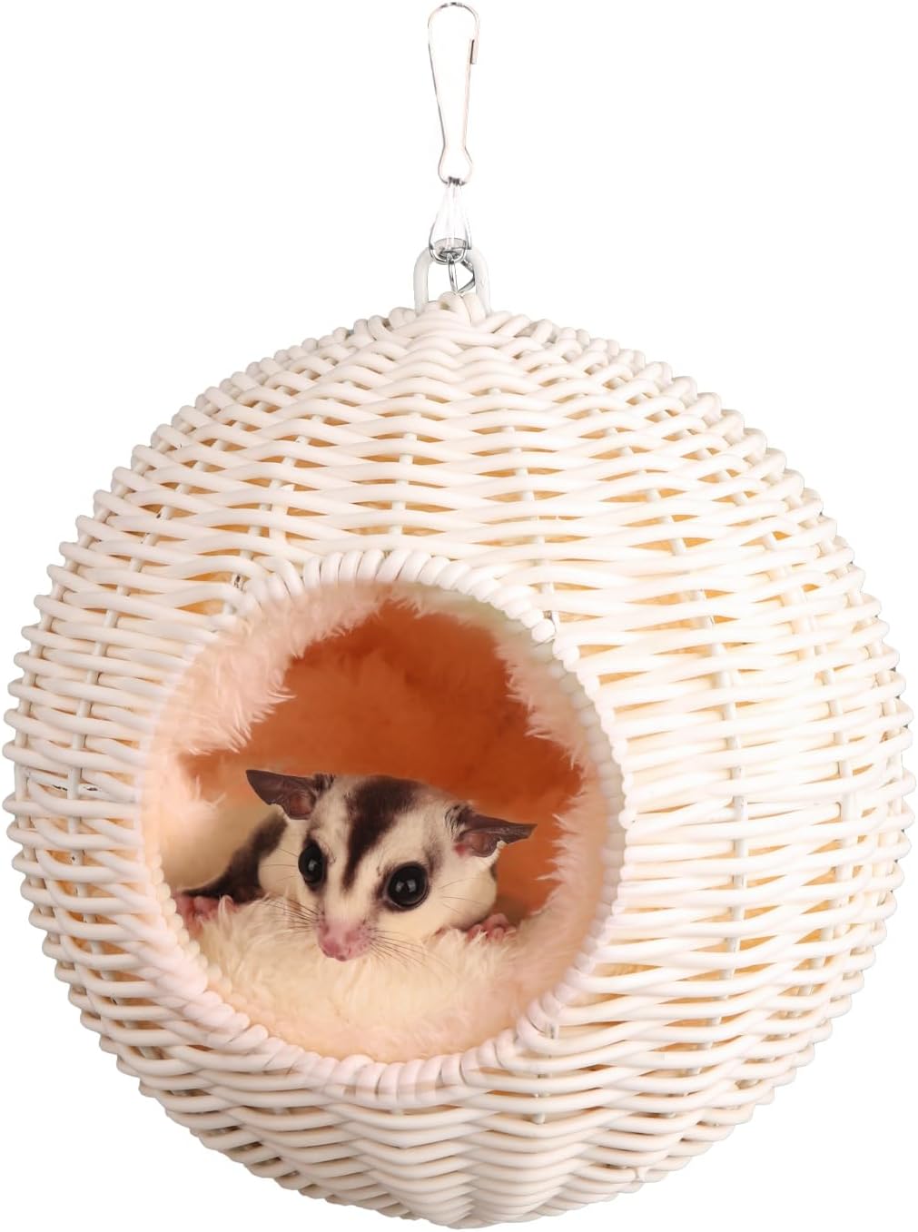 Small Animal Hammock, PP Rattan Hiding Place with Removable Cotton nest, Suitable for Hamsters, Guinea Pigs, Rats, Sugar Gliders, Squirrels, Parrots (Brown)
