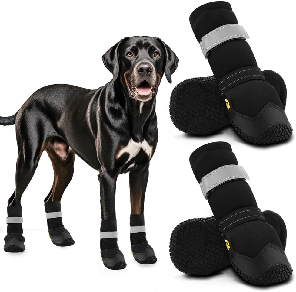Hcpet Dog Shoes for Dogs, Dog Booties for Dogs, Anti-Slip Dog Boots & Paw Protectors for Hot Pavement Winter Snow Hiking with Reflective Straps