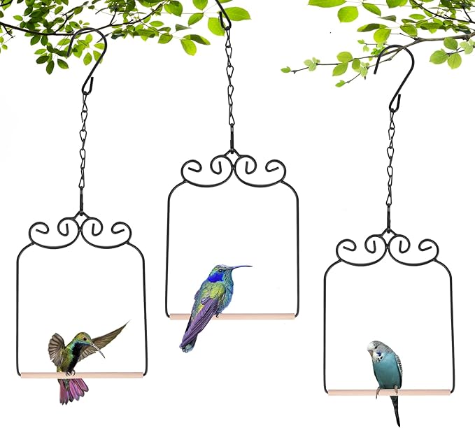 3PK Metal Frame Hummingbird Swings and Perches by XYADX