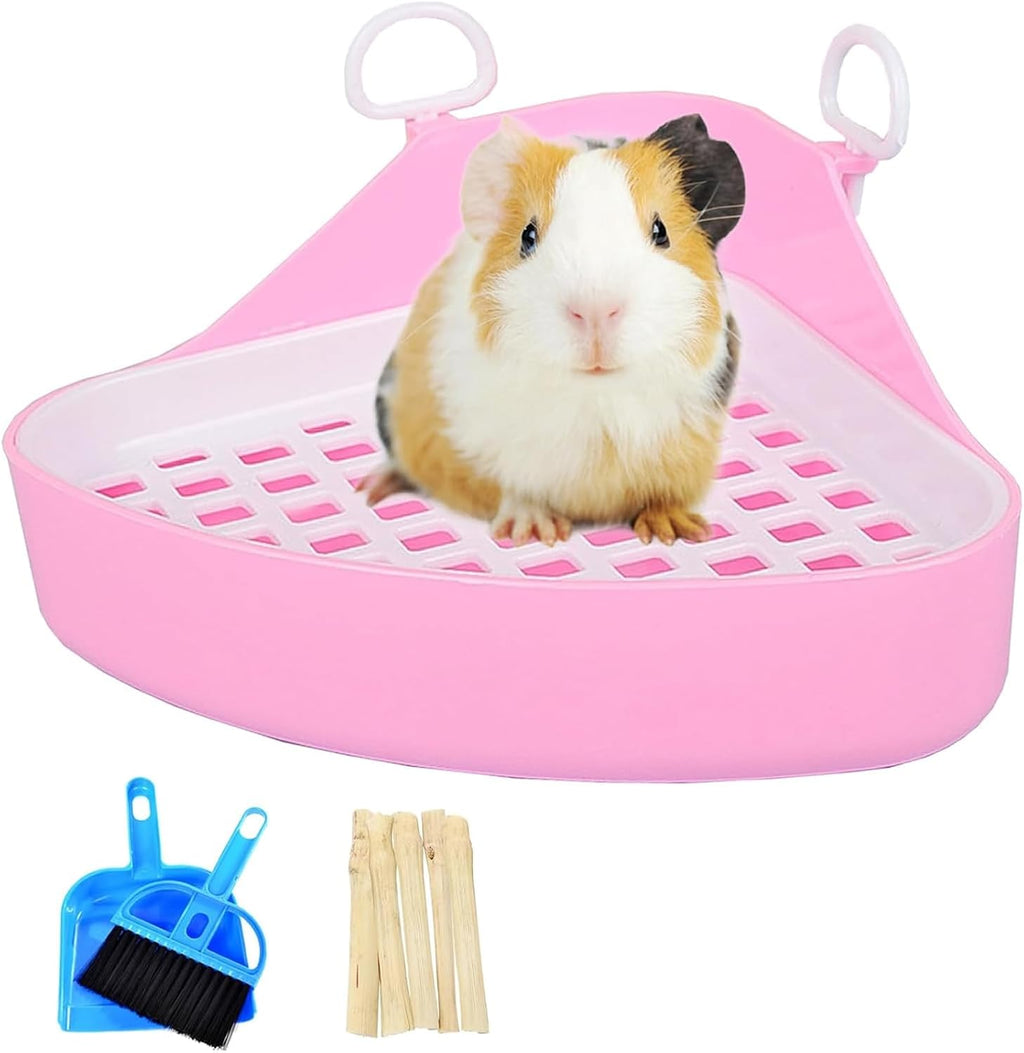 Hamiledyi Guinea Pig Potty Trainer Corner, Small Animals Triangle Plastic Litter Box, Bedding Litter Box Pee Pan Tray Toilet for Hamster Gerbil Bunny Ferret Chinchilla Hedgehog (Blue)