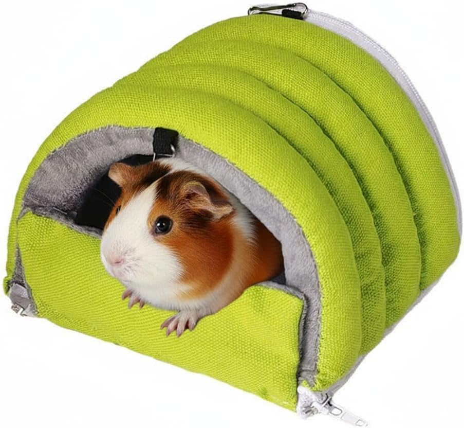 Small Animal Cave, Hanging Guinea Pig Hideout with Hook & Loop Fastener & 2Pcs Hooks, Detachable Small Animals Bed for Guinea Pigs, Chinchillas, Bunnies, Hamsters